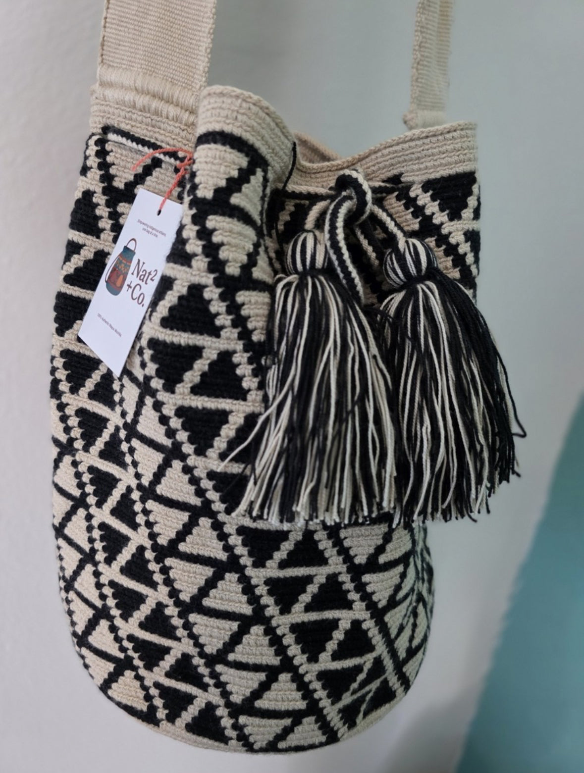 Triad Lattice - Authentic Handmade Wayuu Mochila Bag, Large