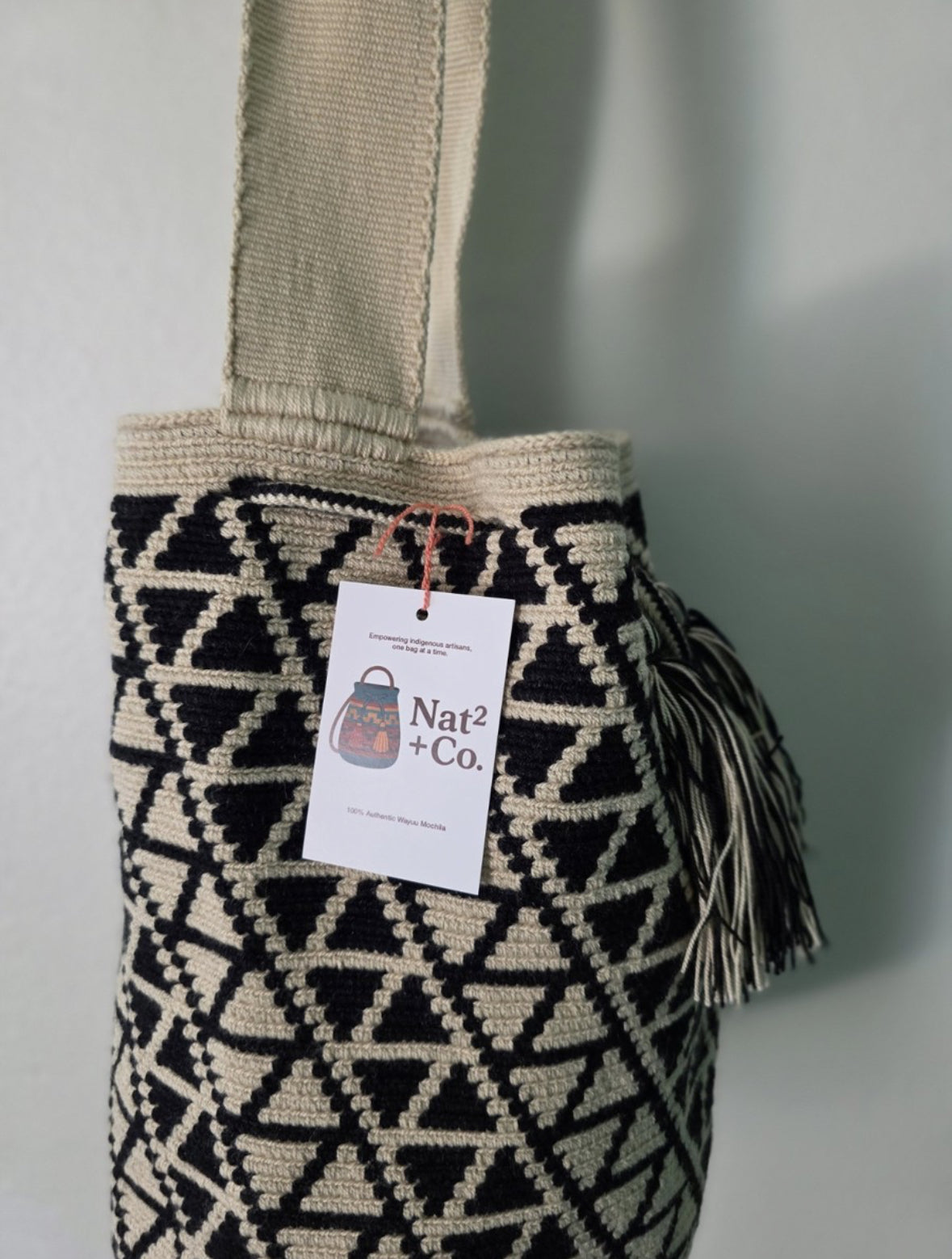 Triad Lattice - Authentic Handmade Wayuu Mochila Bag, Large