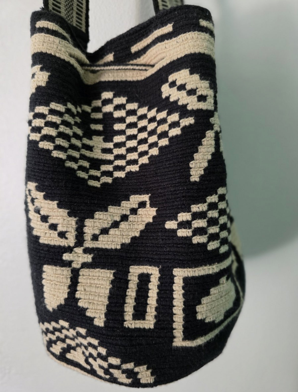 Midnight Mosaic - Authentic Handmade Wayuu Mochila Bag, Large