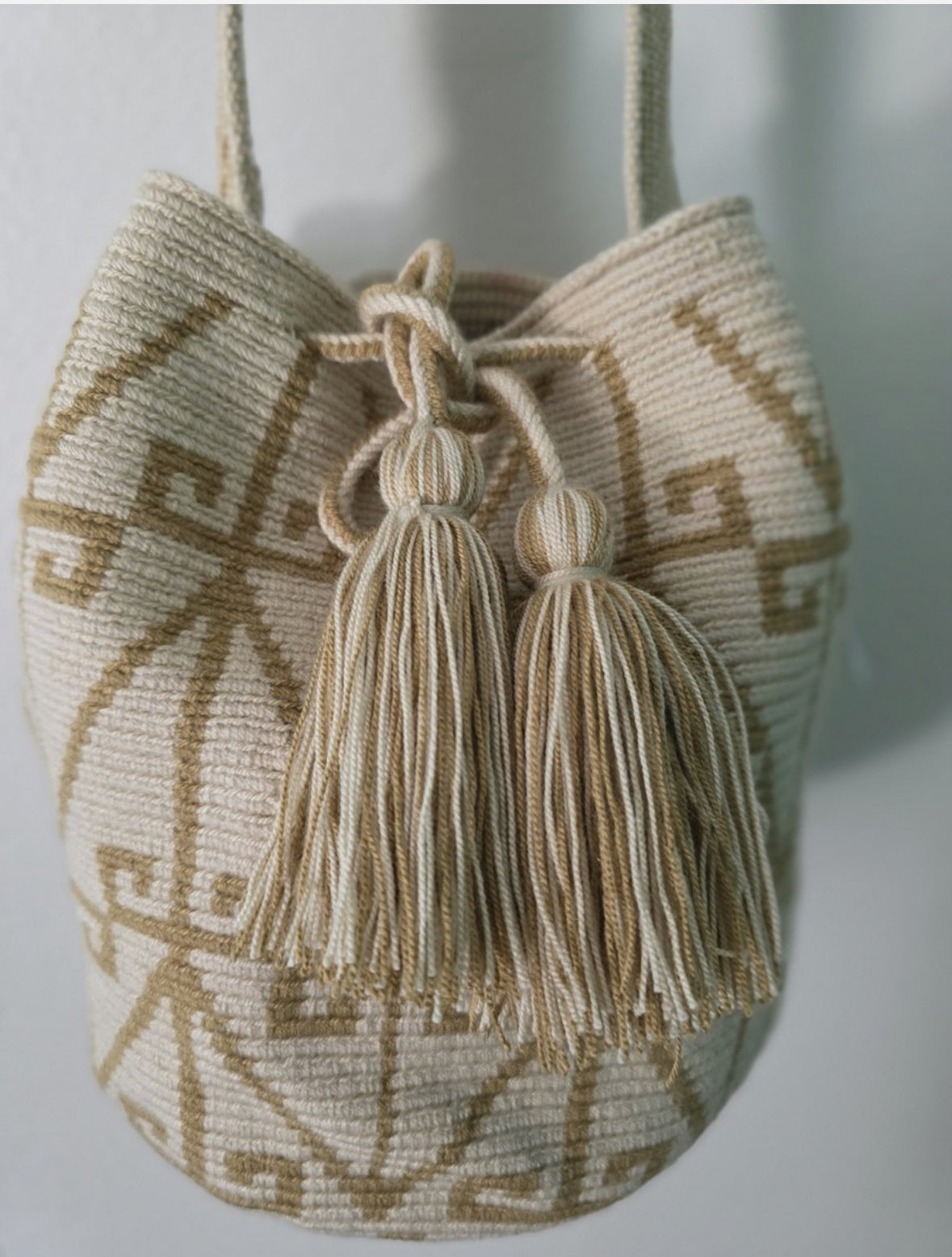 Laberinto Marfil -Authentic Handmade Wayuu Mochila Bag RO22