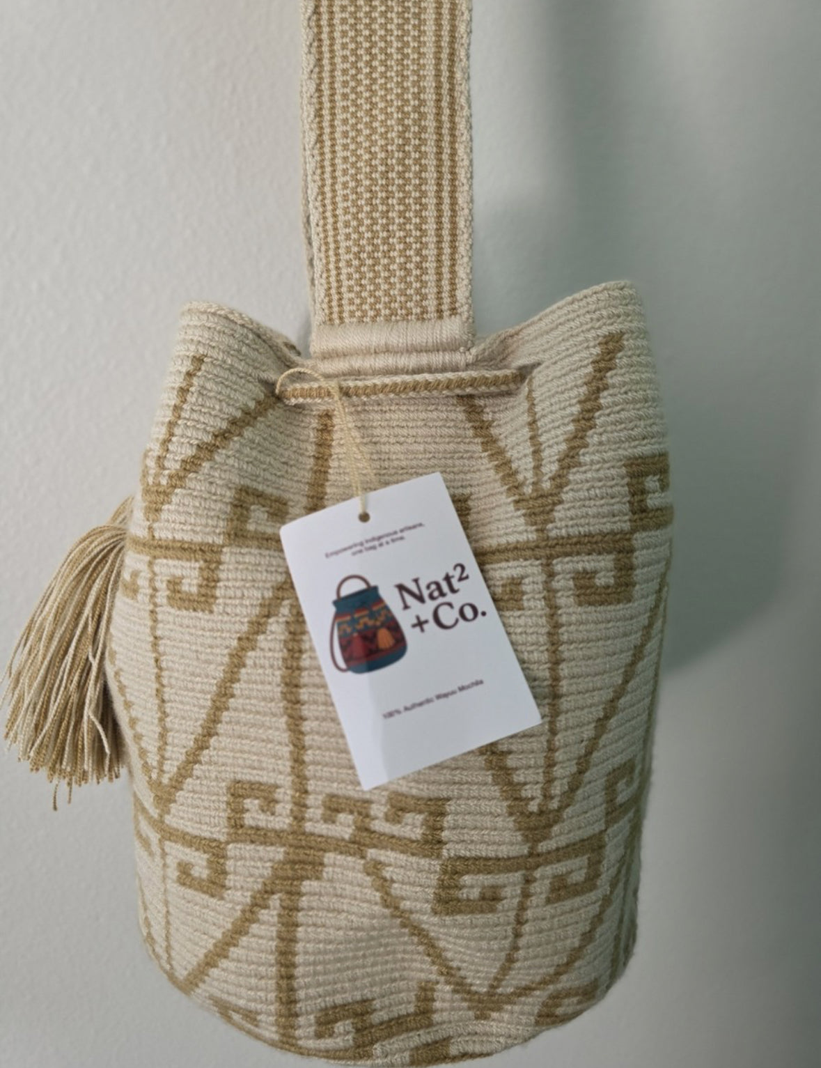 Laberinto Marfil -Authentic Handmade Wayuu Mochila Bag RO22