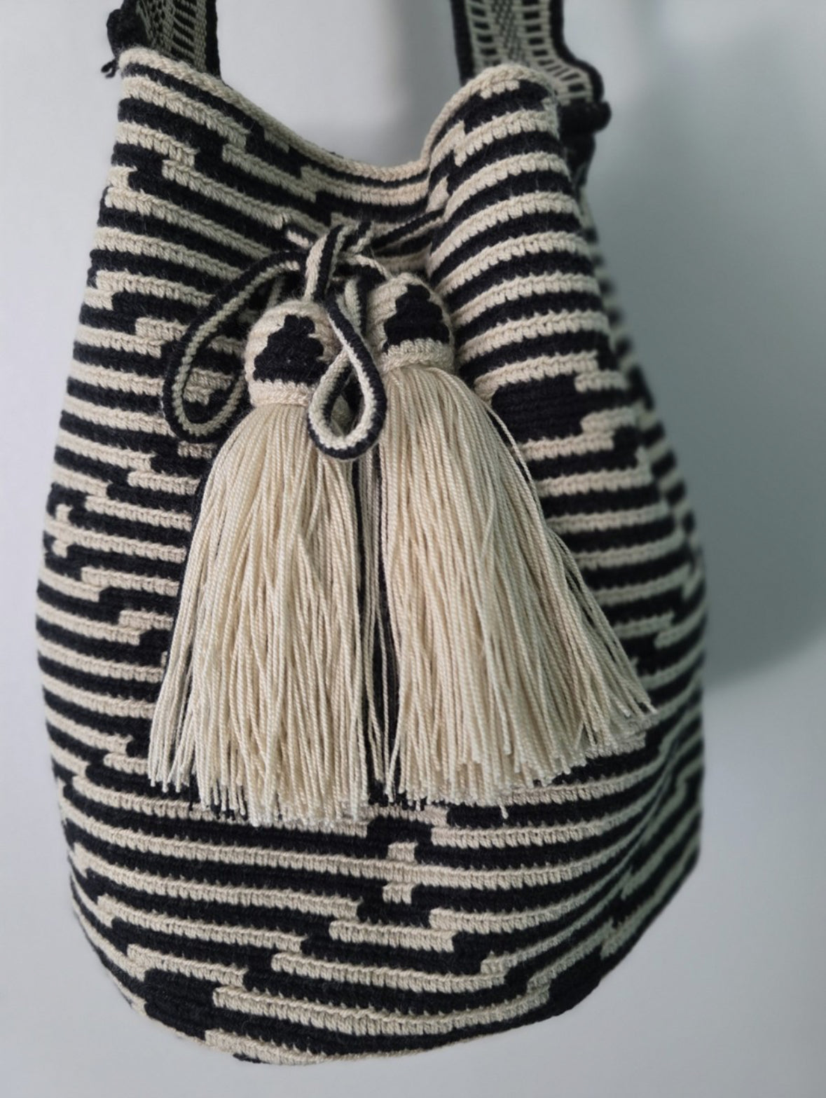 Labyrinth Lines - Authentic Handmade Wayuu Mochila Bag, Large