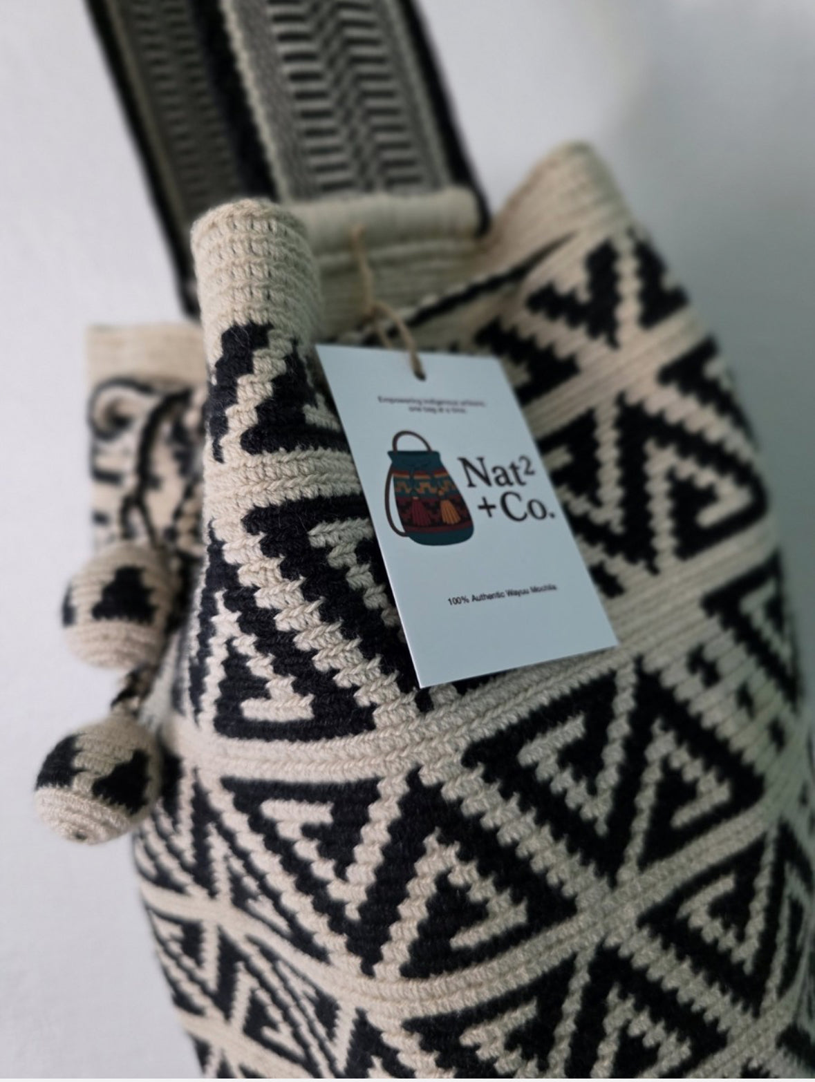 Echo Triangles - Authentic Handmade Wayuu Mochila Bag, Large