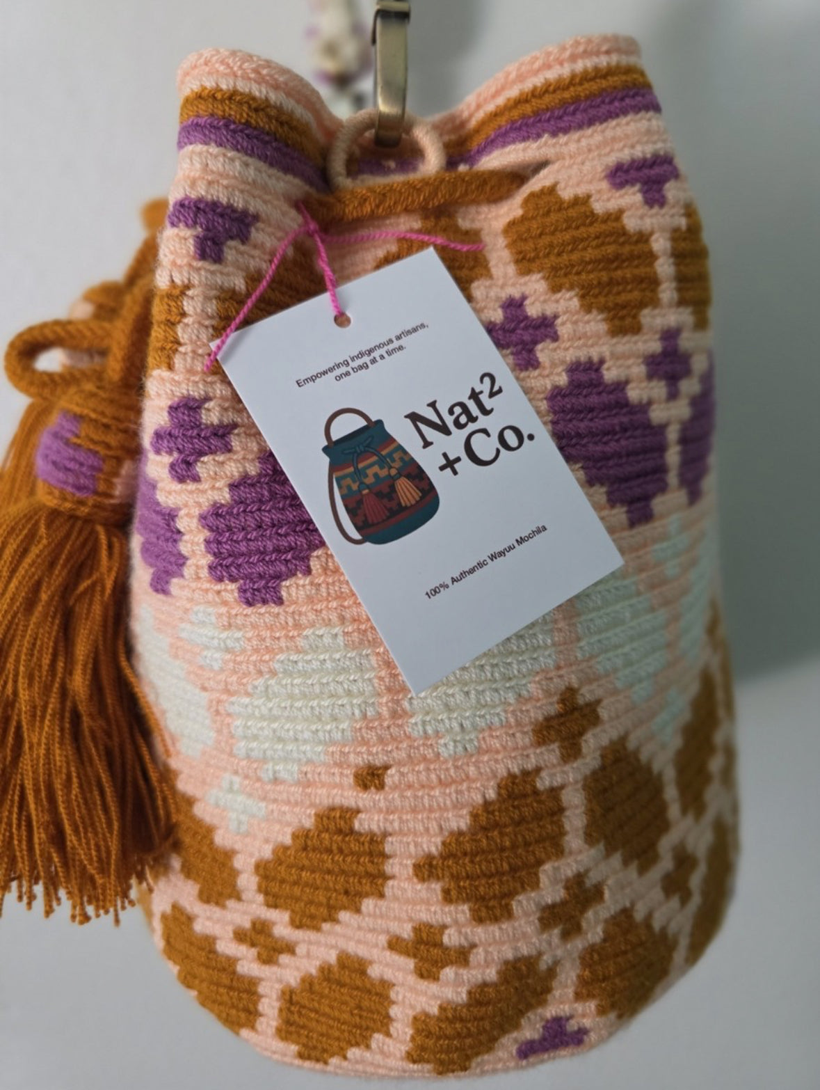Cruz de Ónix - Authentic Wayuu Mochila Bag – Medium Artisan Purse – Fair Trade