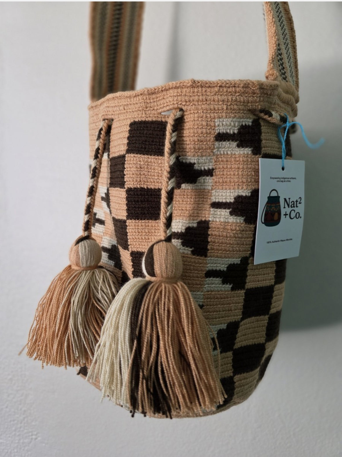 Cuadro Sienna- Authentic Wayuu Mochila Bag Medium Fair Trade Shoulder Bag Handmade Bag