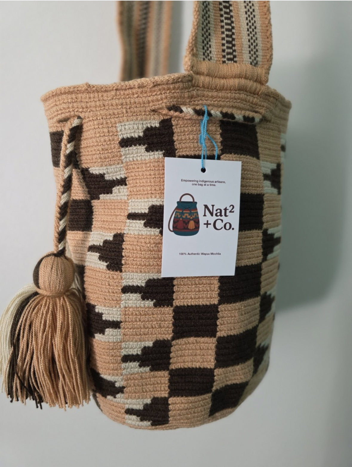 Cuadro Sienna- Authentic Wayuu Mochila Bag Medium Fair Trade Shoulder Bag Handmade Bag
